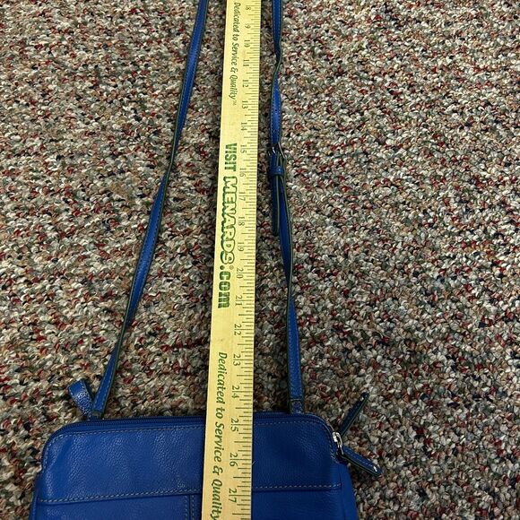 Tignanello Functionista Bright Blue Pebble Leather Organizer Crossbody Bag - Picture 15 of 15